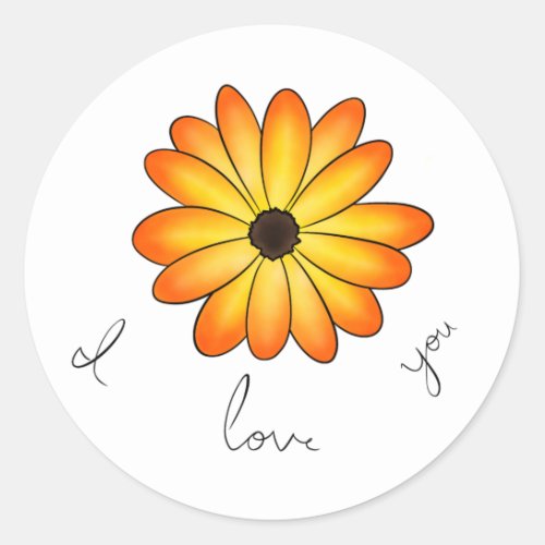 I Love You Flower Sticker