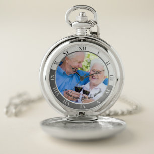 I Love You For All Time! Anniversary Photo Message Pocket Watch