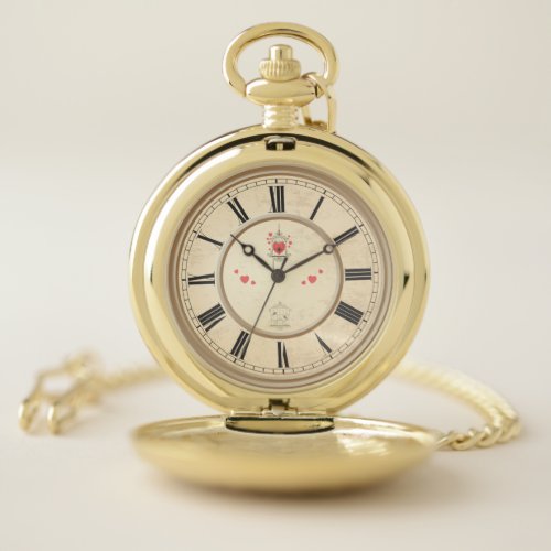 I Love You For All Time Roman Numerals Pocket Watch