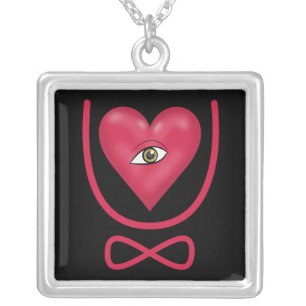 I love you forever Eye heart U eternity Silver Plated Necklace