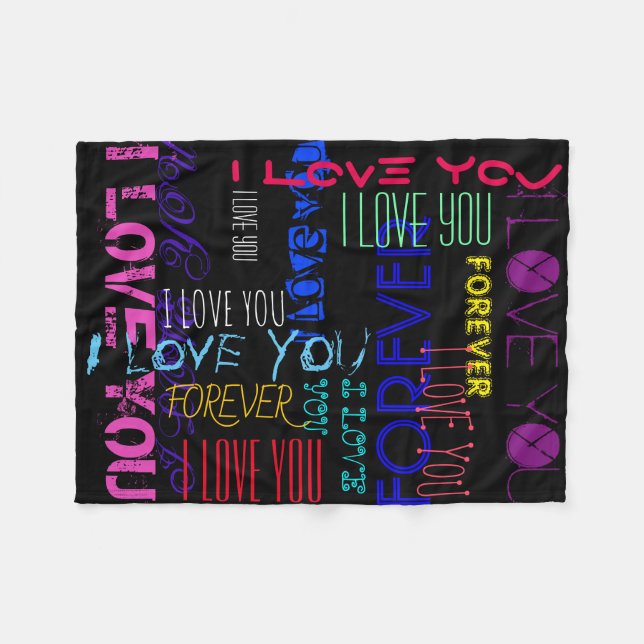 I Love You Forever repeating custom Fleece Blanke (Front (Horizontal))
