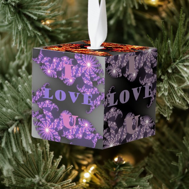 I love You From Here to the Universe Cube Ornament (Tree)