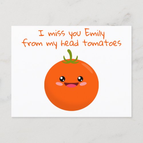 I Love You From My Head Tomatoes Funny Pun Postcard