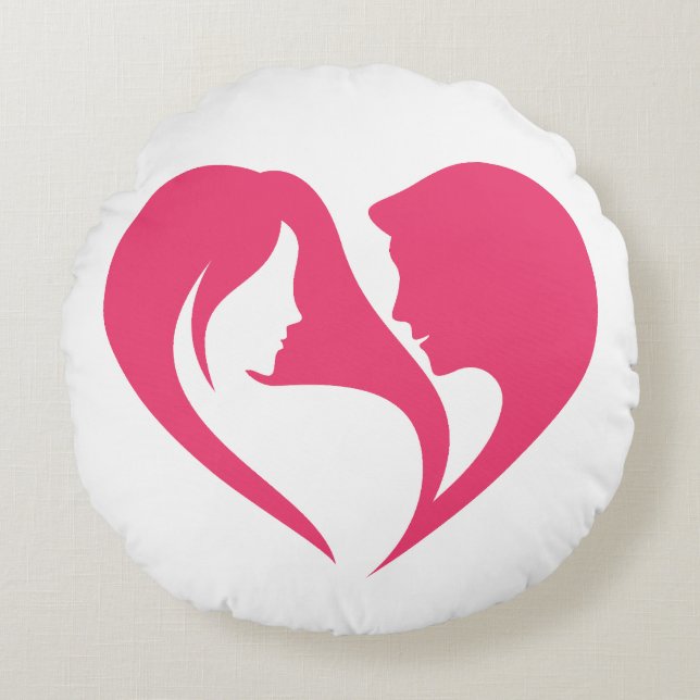 I Love You from the Heart.  Round Pillow (Front)