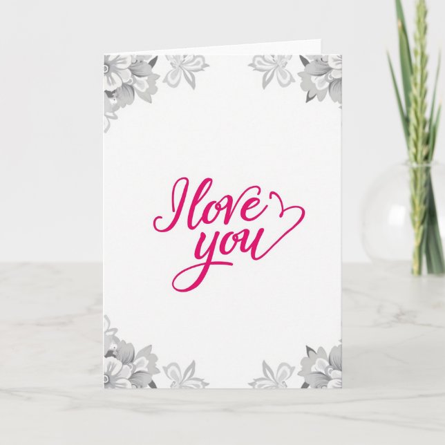 I Love You Fuchsia Script Card (Front)
