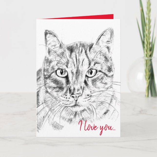 I love you funny cat 40th ruby anniversary card (Front)
