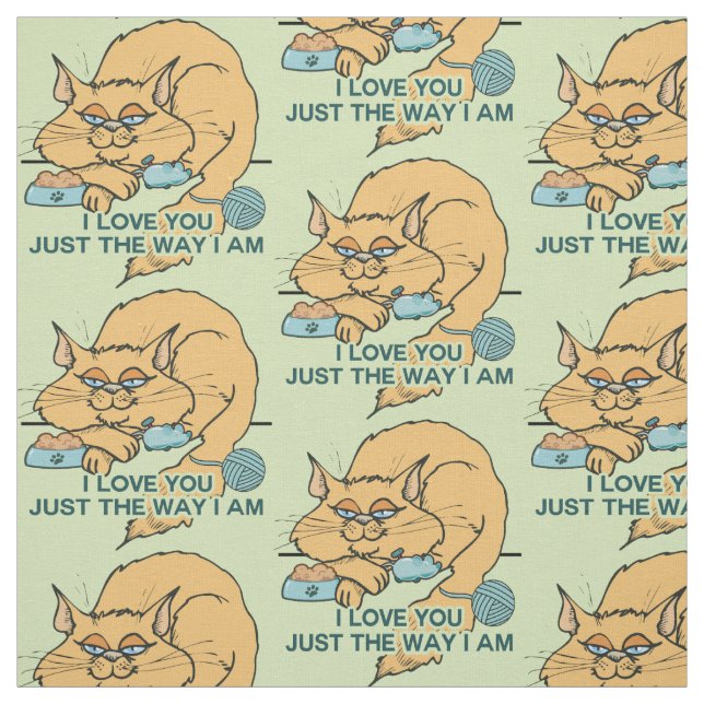 I Love You Funny Cat Graphic Saying Fabric (Swatch)