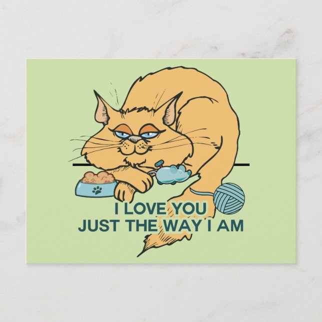 I Love You Funny Cat Graphic Saying Postcard (Front)
