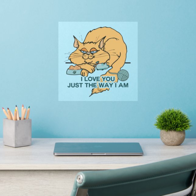 I Love You Funny Cat Wall Decal (Home Office 2)