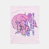 I Love You Funny Pink Cat Graphic Saying Fleece Blanket (Front)
