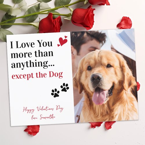 I Love You Funny Valentines Day Custom Dog Photo  Holiday Card