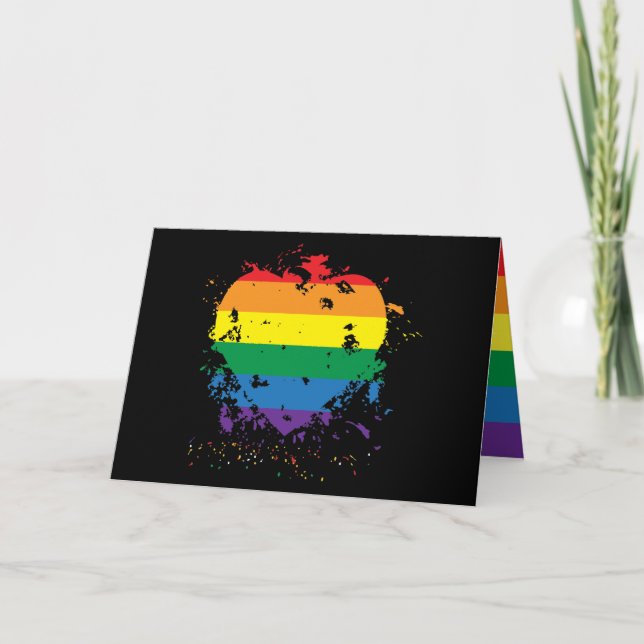 I love You Gay Pride Heart Holiday Card (Front)