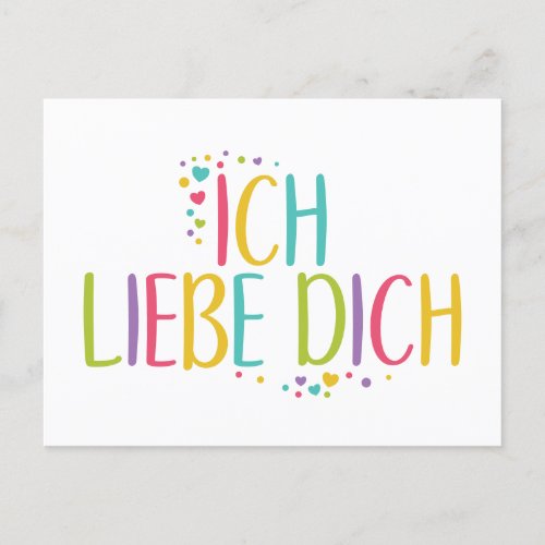 I love you German Ich liebe dich_ rainbow Postcard