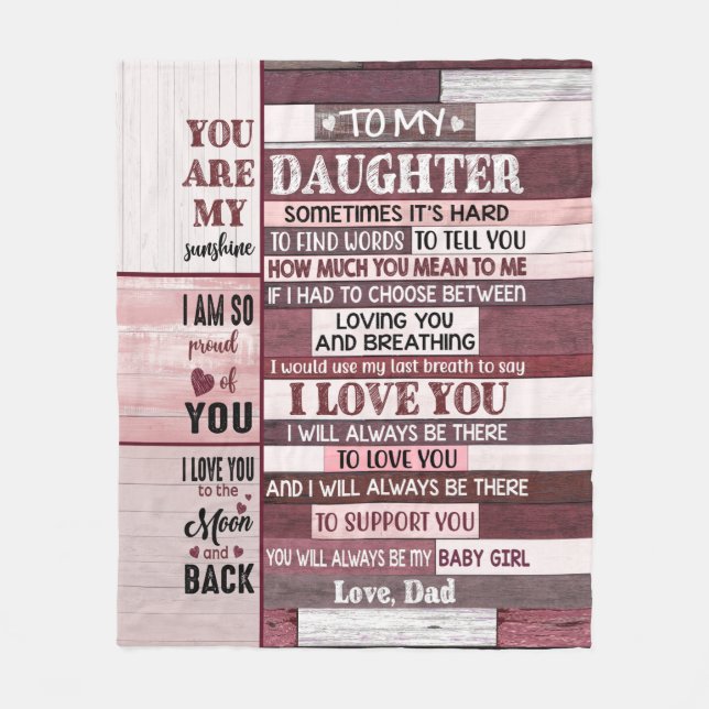 I Love you- Gift for Daughter Fleece Blanket (Front)
