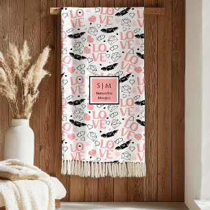 I Love You Gift Personalized Valentine Heart Throw Fleece Blanket