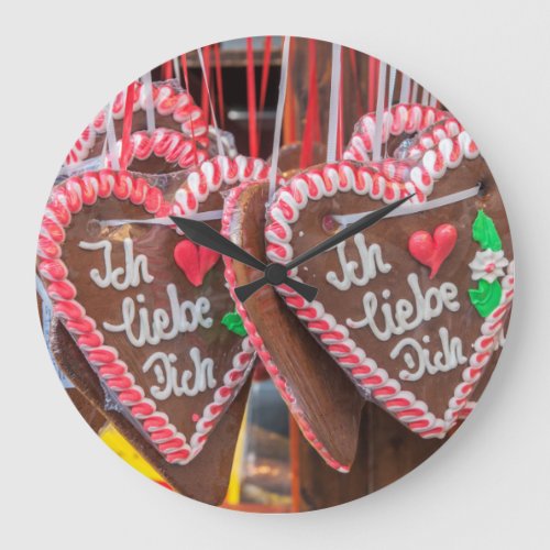 I Love You Gingerbread Hearts At The Holiday Large Clock