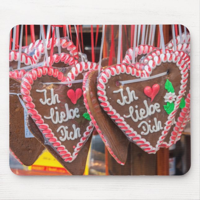 I Love You Gingerbread Hearts At The Holiday Mouse Pad (Front)