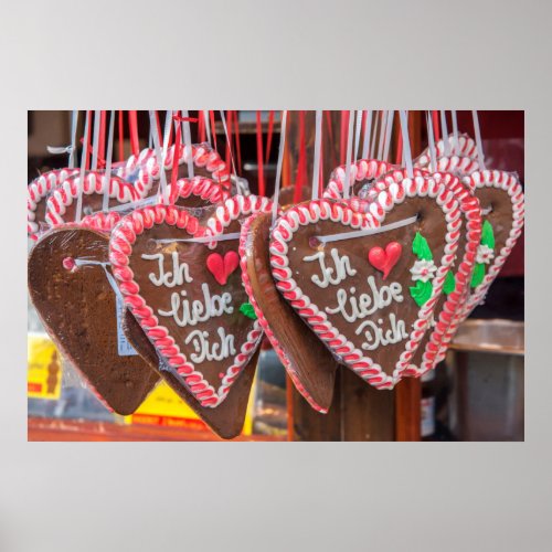 I Love You Gingerbread Hearts At The Holiday Poster