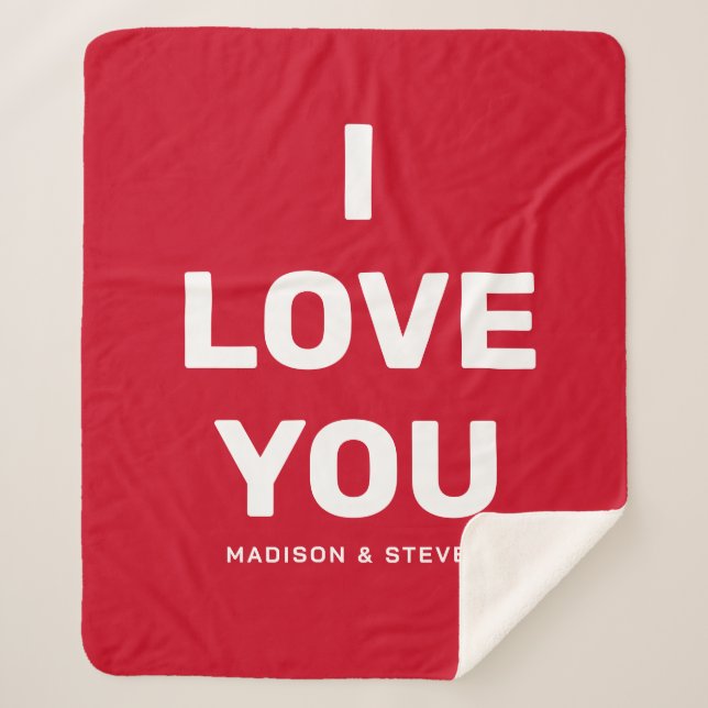 I Love You Girlfriend Red Valentines Personalized Sherpa Blanket (Front)