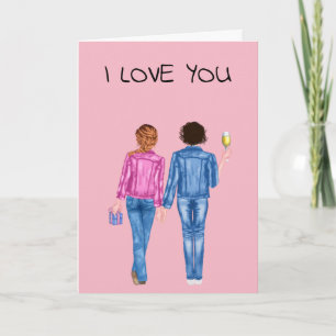 I Love you Girlfriend Valentine's Day Watercolor H Holiday Card