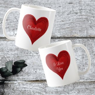 I Love You Girly Heart Name White