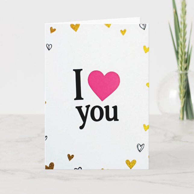 I Love You Glitter Heart Card (Front)