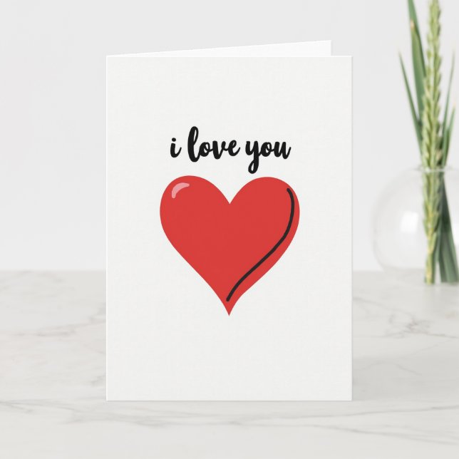 I Love You Glossy Heart Love Card (Front)