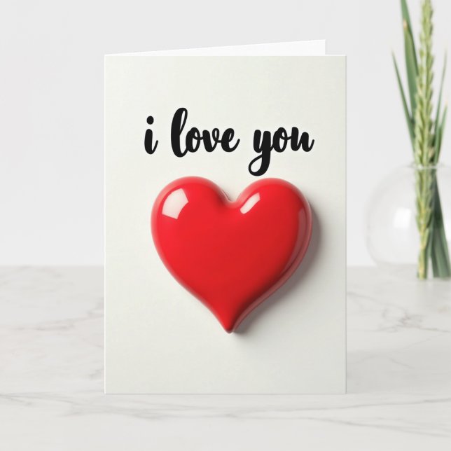 I Love You Glossy Red Heart Card (Front)