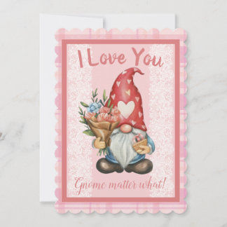 I Love You Gnome Valentines Day Flat Card
