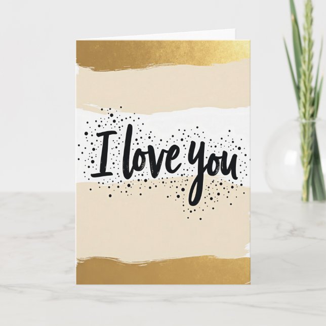 I Love You Gold And Dots Card (Front)