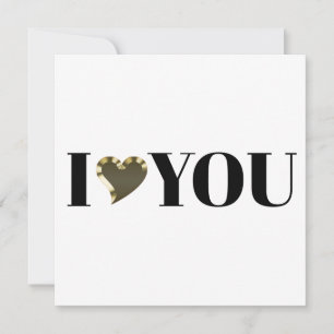 I Love You gold heart modern serif typography Card