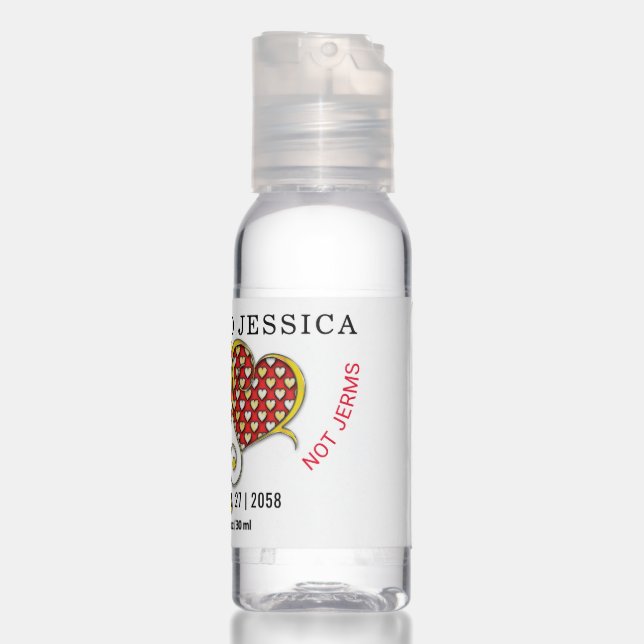 I Love You Gold Hearts Design Hand Sanitizer (Back 3rd)