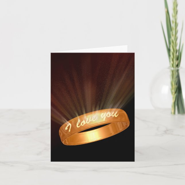 "I love you" Golden Ring Holiday Card (Front)