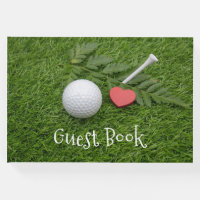 I love you golfer golf ball with tee on green guest book