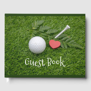 I love you golfer golf ball with tee on green guest book