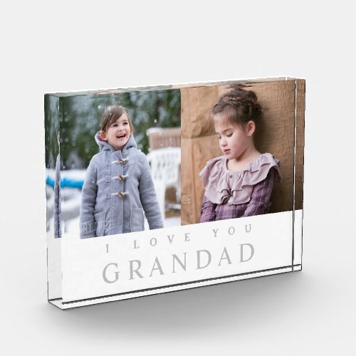 I Love You Grandad Elegant 2 Photo Collage Block