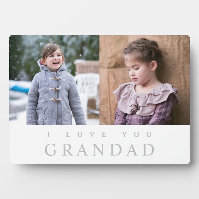 I Love You Grandad Elegant 2 Photo Collage Plaque (Front)
