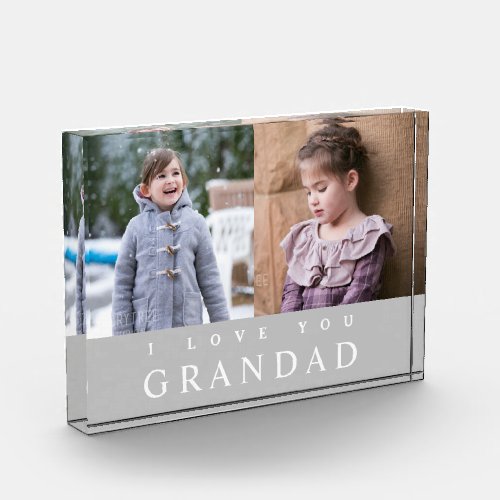 I Love You Grandad Gray 2 Photo Collage Block