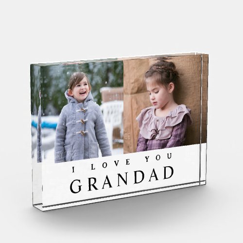 I Love You Grandad Modern 2 Photo Collage Block