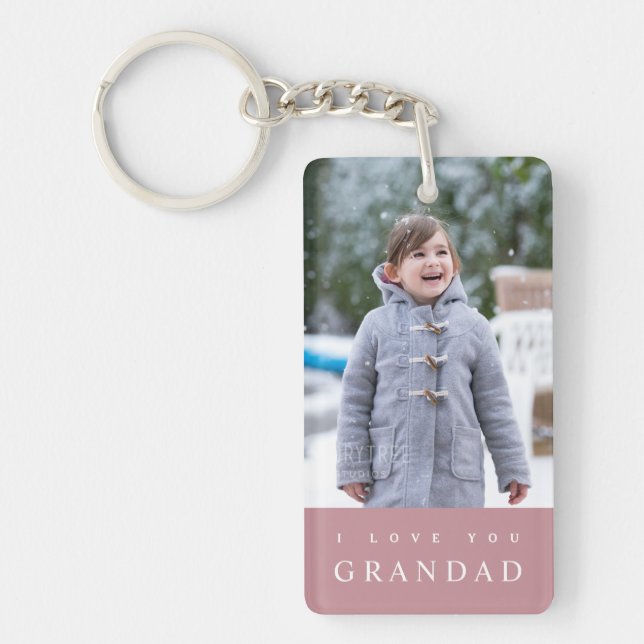 I Love You Grandad Modern Pink 2 Photo Keychain (Front)