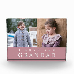 I Love You Grandad Pink 2 Photo Collage Block