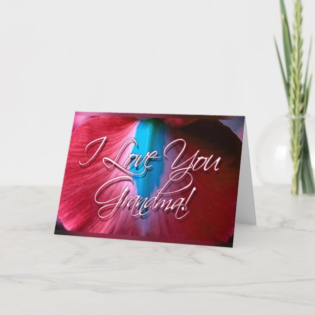 I Love You Grandma! Card (red orchid) (Front)