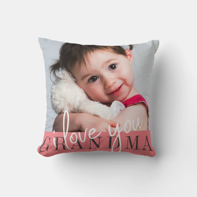 I Love You Grandma Custom Photo Throw Pillow (Front)