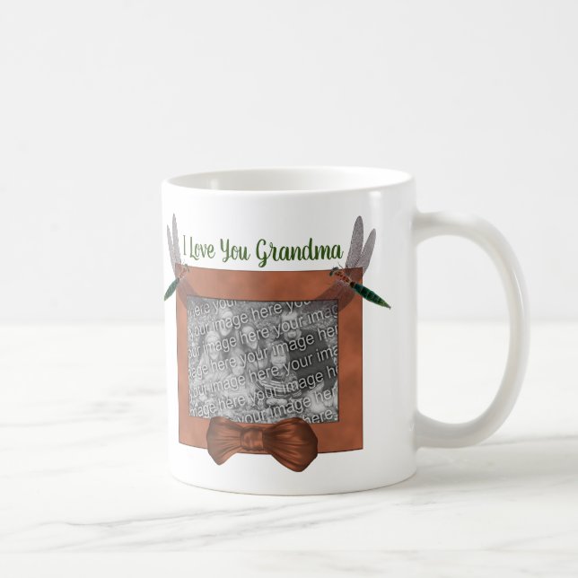 I Love You Grandma Dragonfly Personalized Photo    Coffee Mug (Right)