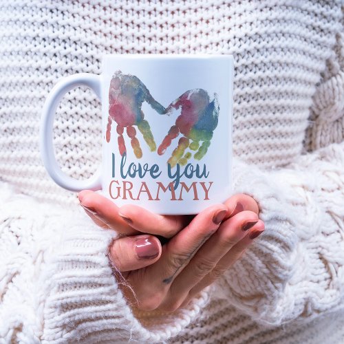 I Love You Grandma Heart Handprints Photo Coffee Mug
