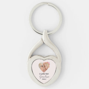I Love You Grandma   Personalized Heart Keychain