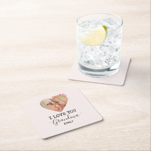 I Love You Grandma Personalized Paper Coaster