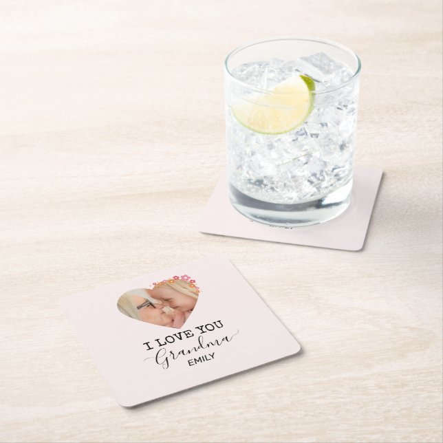 I Love You Grandma | Personalized Paper Coaster (Insitu)