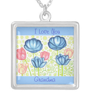 I Love You Grandma Tulip Garden Necklace