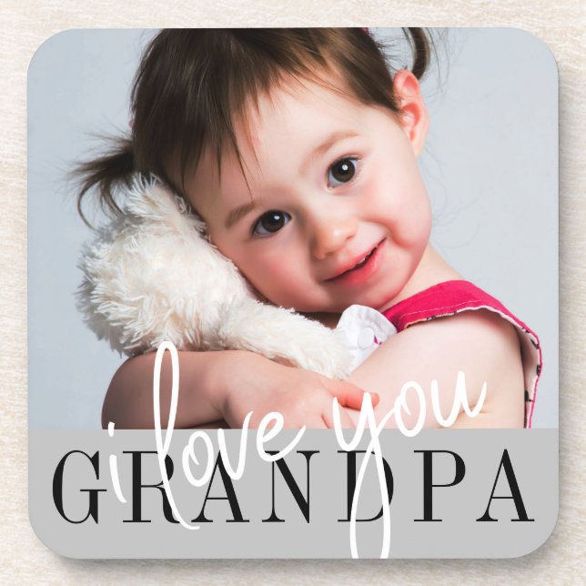 I Love You Grandpa Custom Photo Beverage Coaster (Front)
